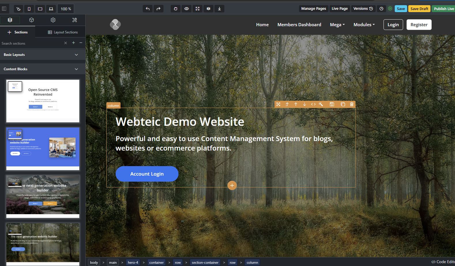 Webteic Full frontend editor with polished sample page